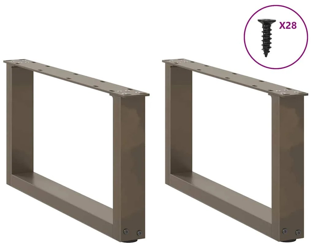 Pés para mesa de centro em formato de U, 2 peças, aço natural, 70 x (3