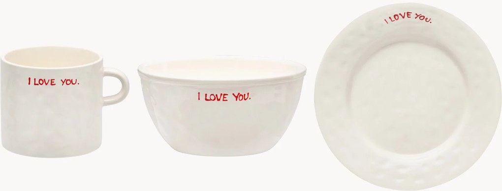 Conjunto de pequeno-almoço I Love You, 1 pessoa, conjunto de 3