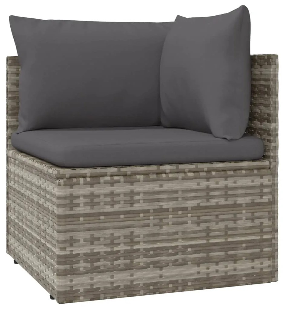 5 pcs conjunto lounge de jardim c/ almofadões vime PE cinzento