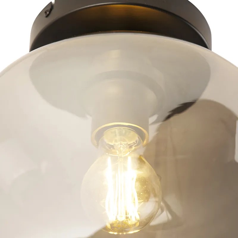 Candeeiro de teto design preto e dourado com vidro fumê - Zuzanna Design