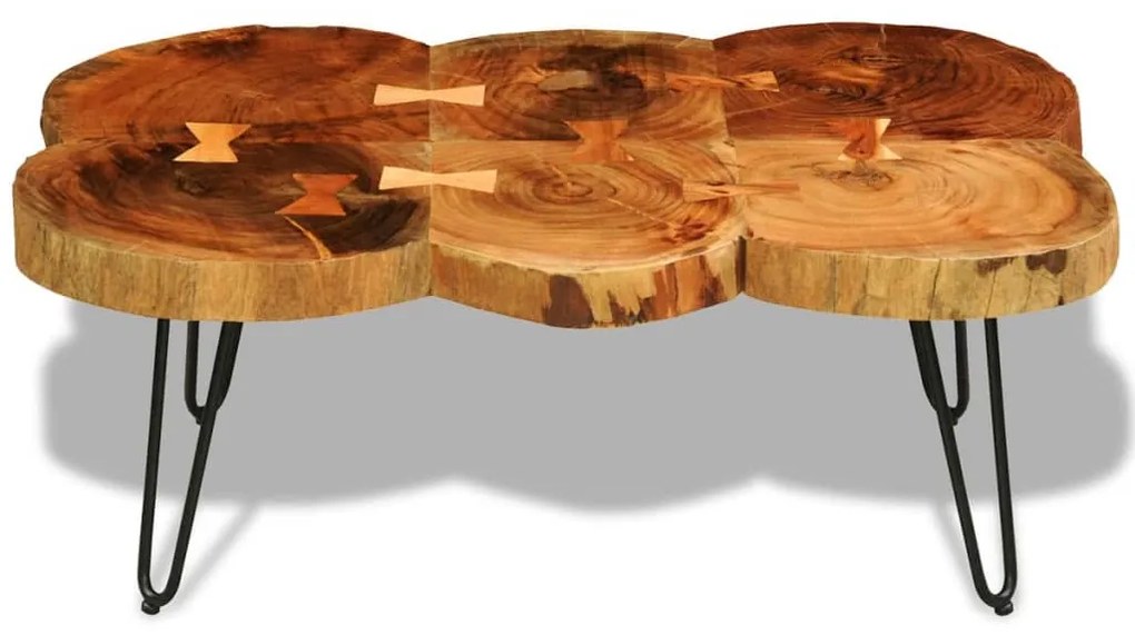 Mesa de centro 35 cm 6 troncos madeira de sheesham sólida