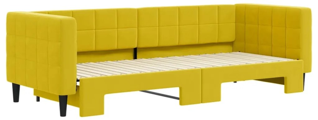 Sofá-cama com gavetão 80x200 cm veludo amarelo