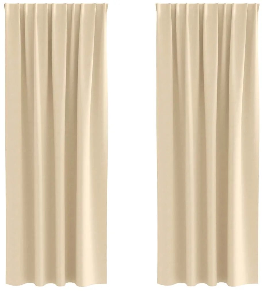 Cortinas com cortinas 2 pcs Creme 225 x 140 cm Poliéster
