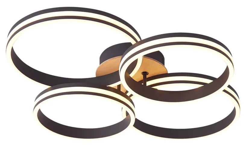 Plafon de madeira com LED regulável em 3 níveis e 4 luzes - Navara