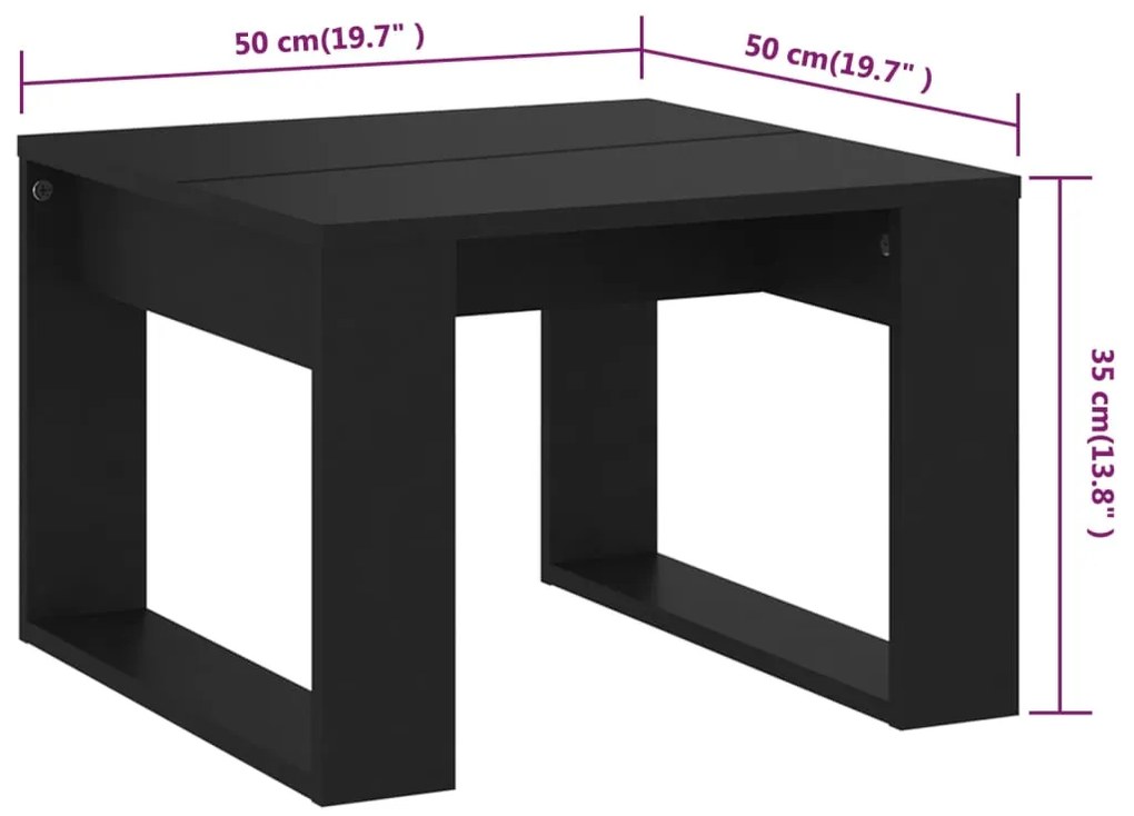 Mesa de apoio 50x50x35 cm derivados de madeira preto