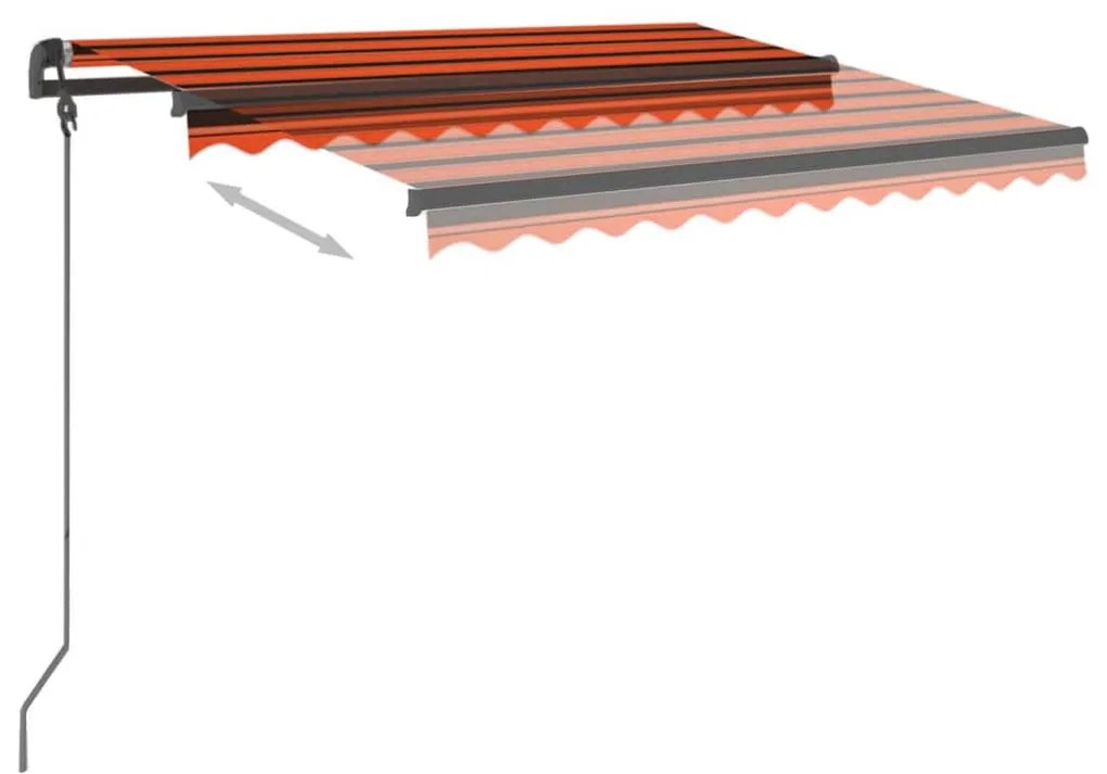 Toldo retrátil automático com postes 3x2,5 m laranja e castanho