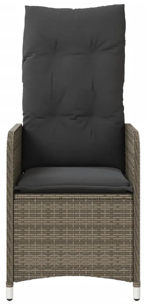 Cadeiras jardim reclináveis 2 pcs c/ almofadões vime PE cinza