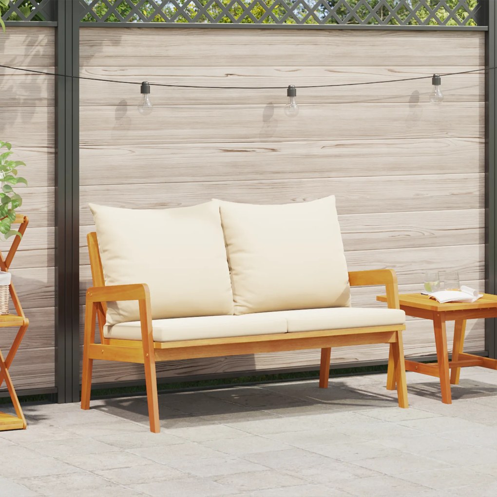 vidaXL Banco de Jardim com Almofadas 115x65x71 cm Madeira de Acácia Sólida