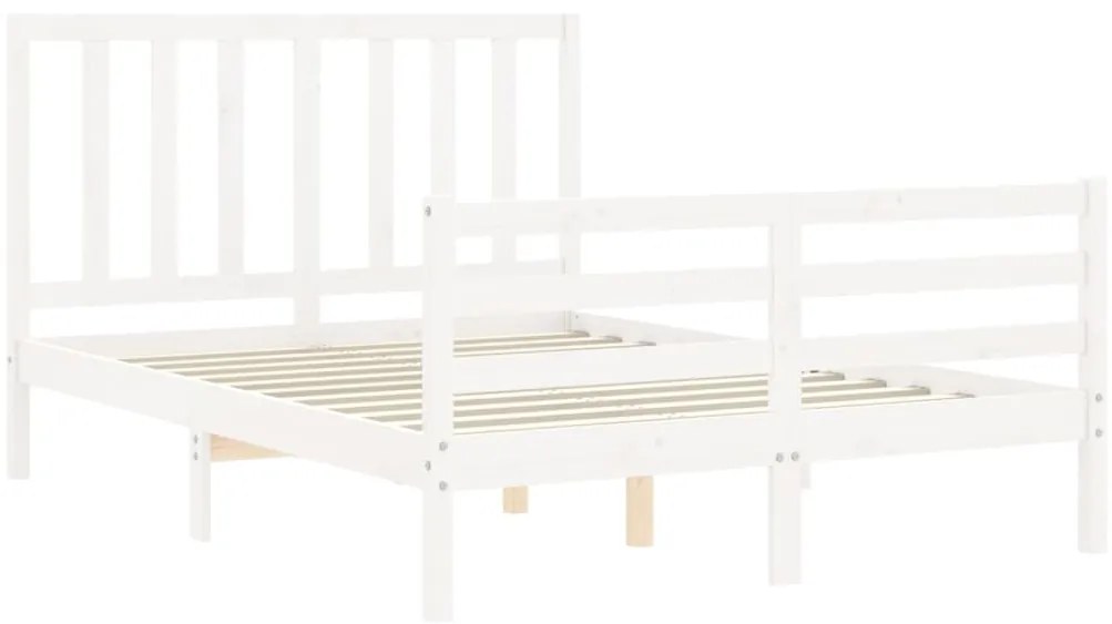 Estrutura de cama de casal c/ cabeceira madeira maciça branco