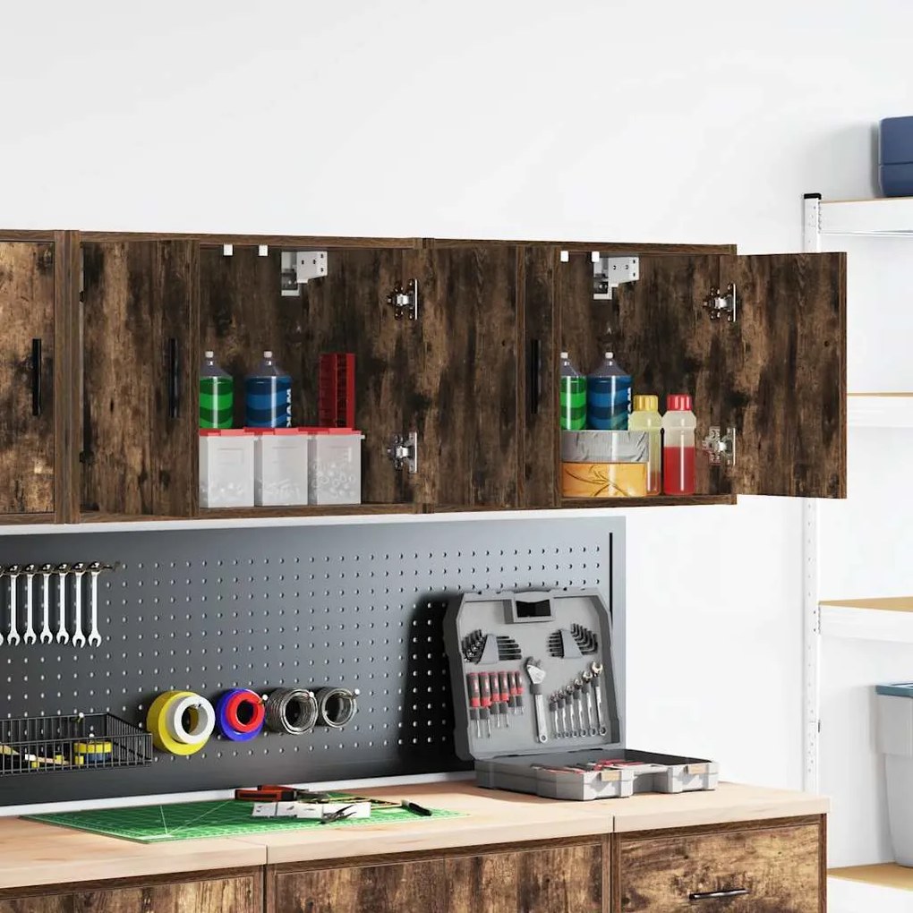vidaXL Armários de parede para garagem 2 pcs derivados de madeira