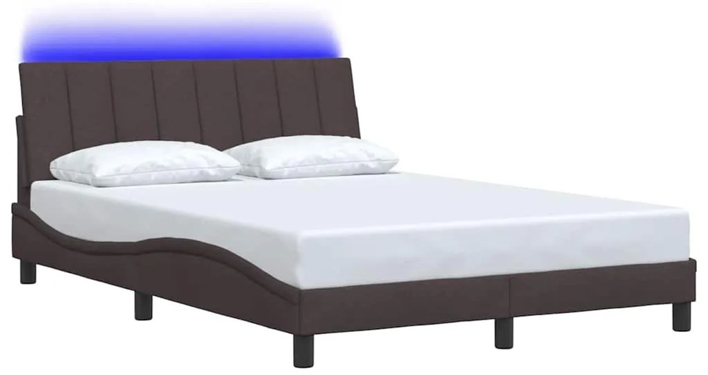 Estrutura de cama sem colchão 140x190 cm tecido castanho-escuro