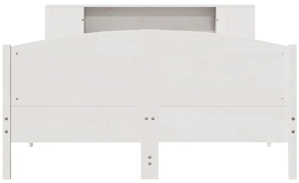 Cama com estante sem colchão 140x190 cm pinho maciço branco