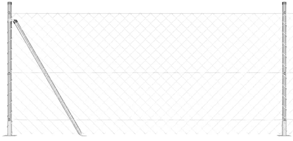 Conjunto de Postes de Cerca Prateado 10 m x 0.8 m