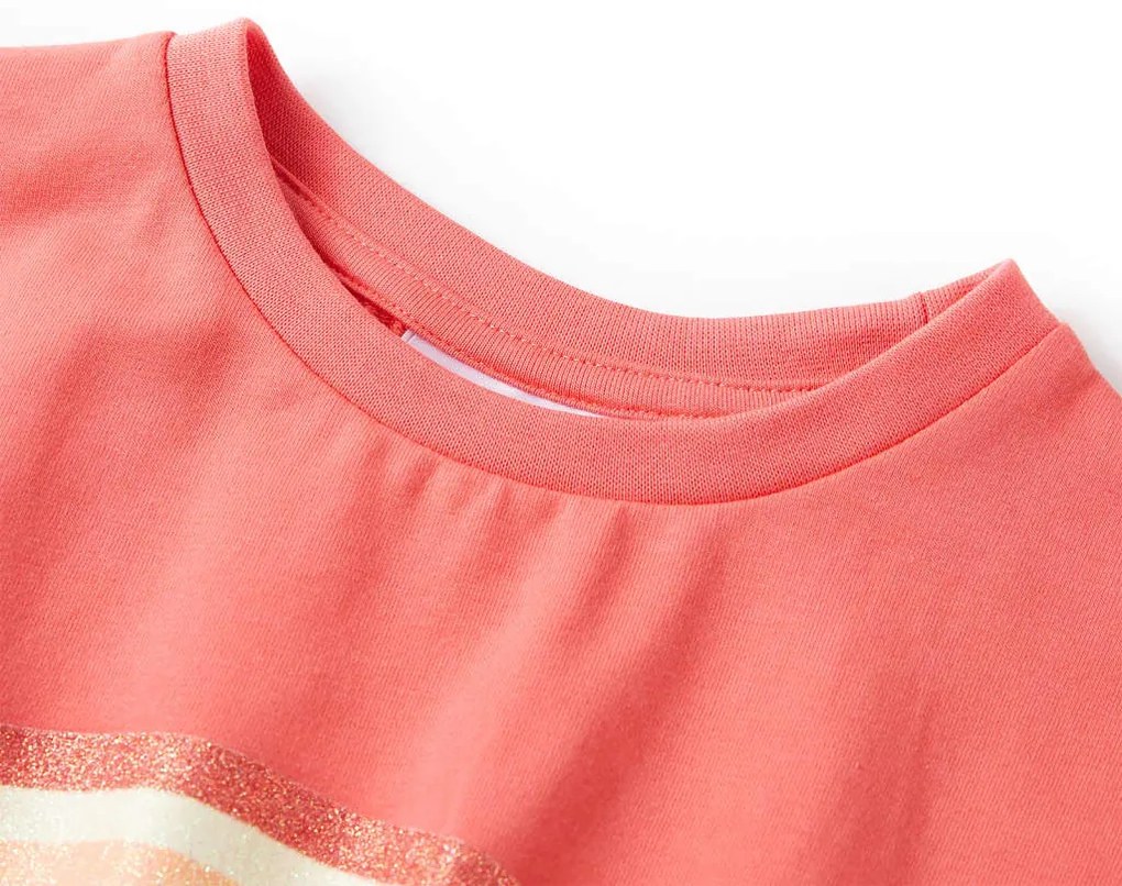 Vestido de criança com cordão cor coral 140