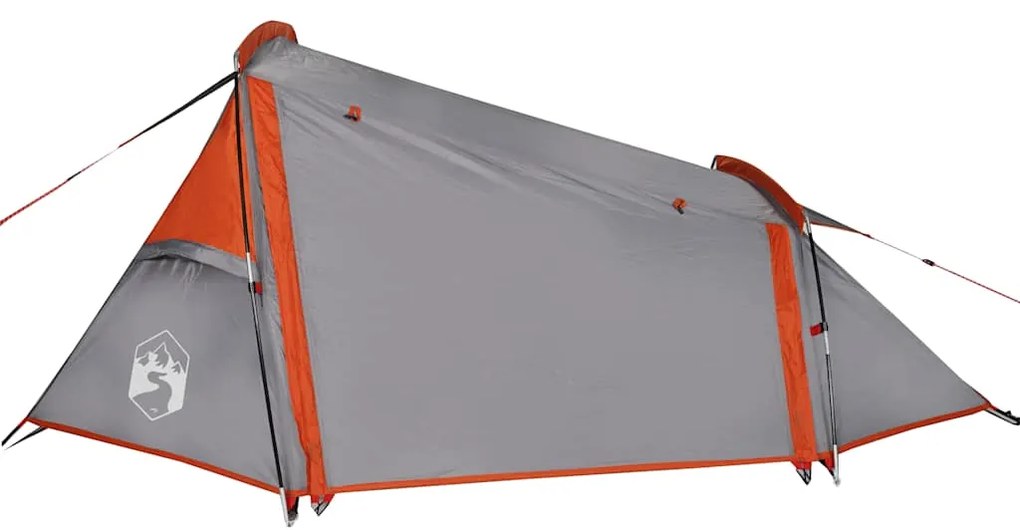 Tenda de campismo túnel p/ 2 pessoas impermeável cinza/laranja
