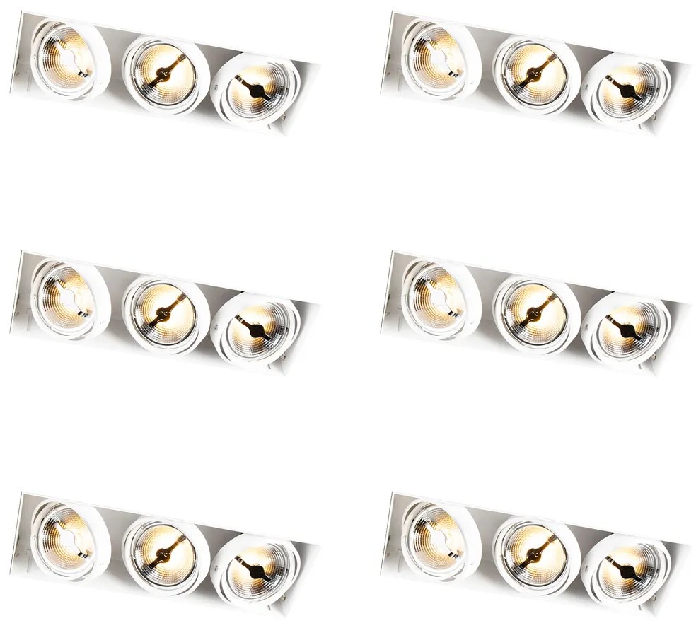 Conjunto de 6 focos embutidos brancos AR111 sem aro 3 luzes - Oneon