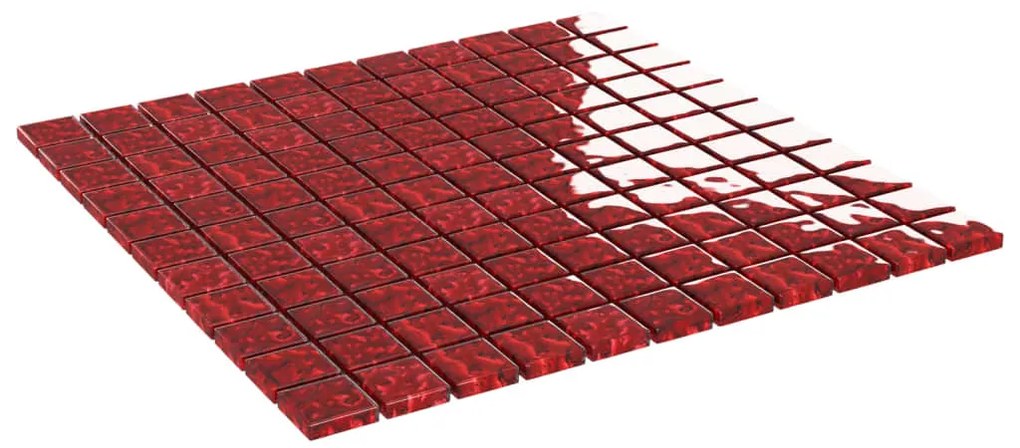 Ladrilhos de mosaico 11 pcs 30x30 cm vidro vermelho