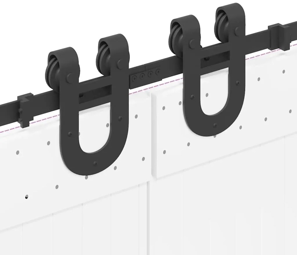 Kit de ferragens para porta deslizante 366 cm aço preto