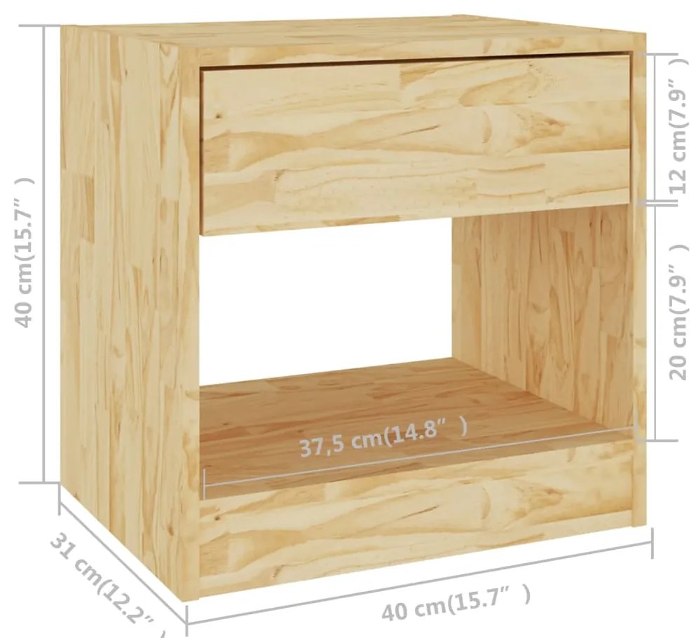 Mesa de cabeceira 40x31x40 cm madeira de pinho maciça