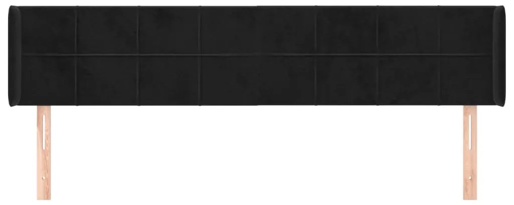 Cabeceira de cama c/ abas veludo 203x16x78/88 cm preto