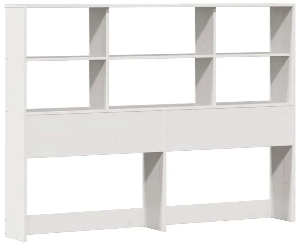 Cama com estante sem colchão 140x200 cm pinho maciço branco