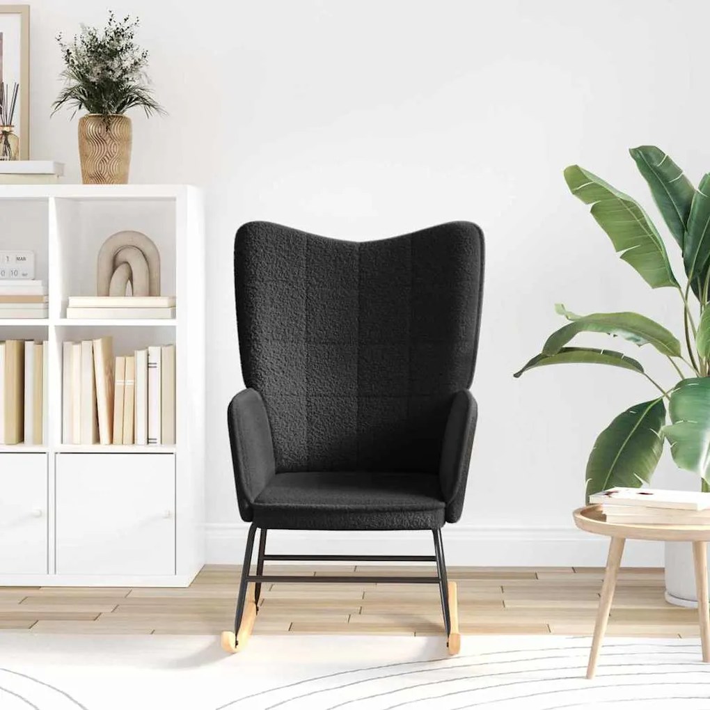 Cadeira Relaxante vidaXL Preto em Tecido com Pelo Curto