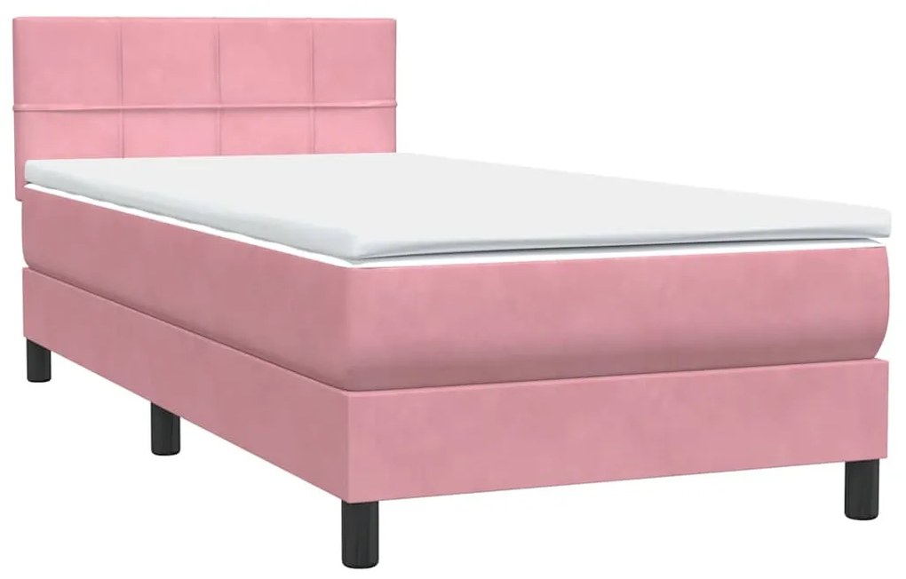 Cama com molas/colchão 100x220 cm veludo Rosa