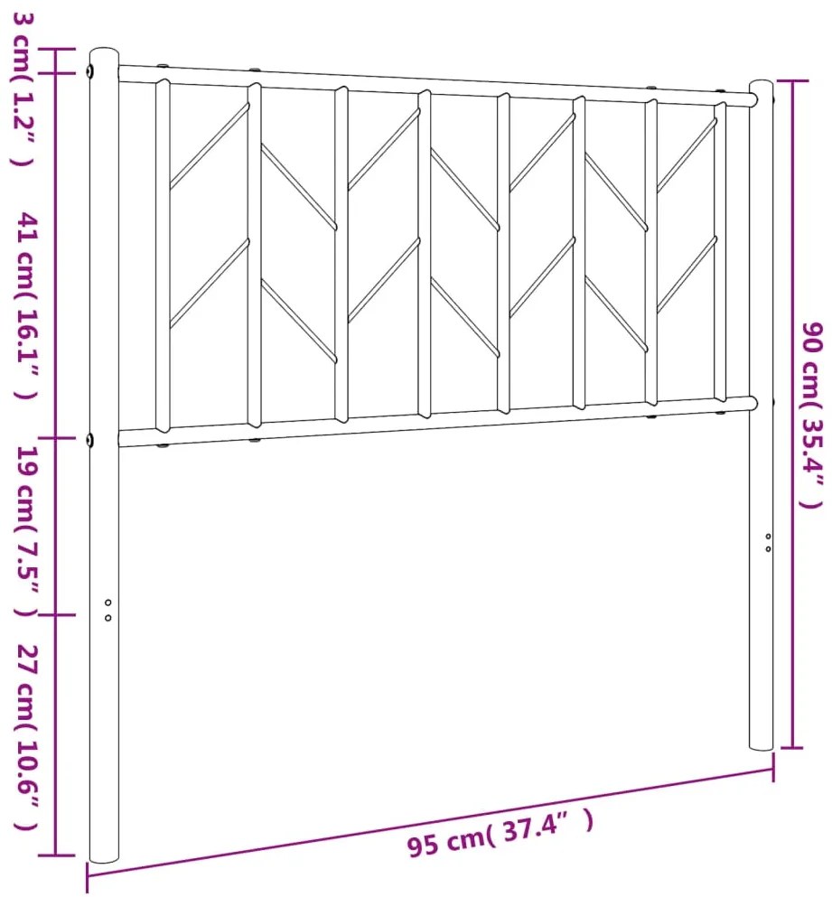 Cabeceira de cama 90 cm metal preto