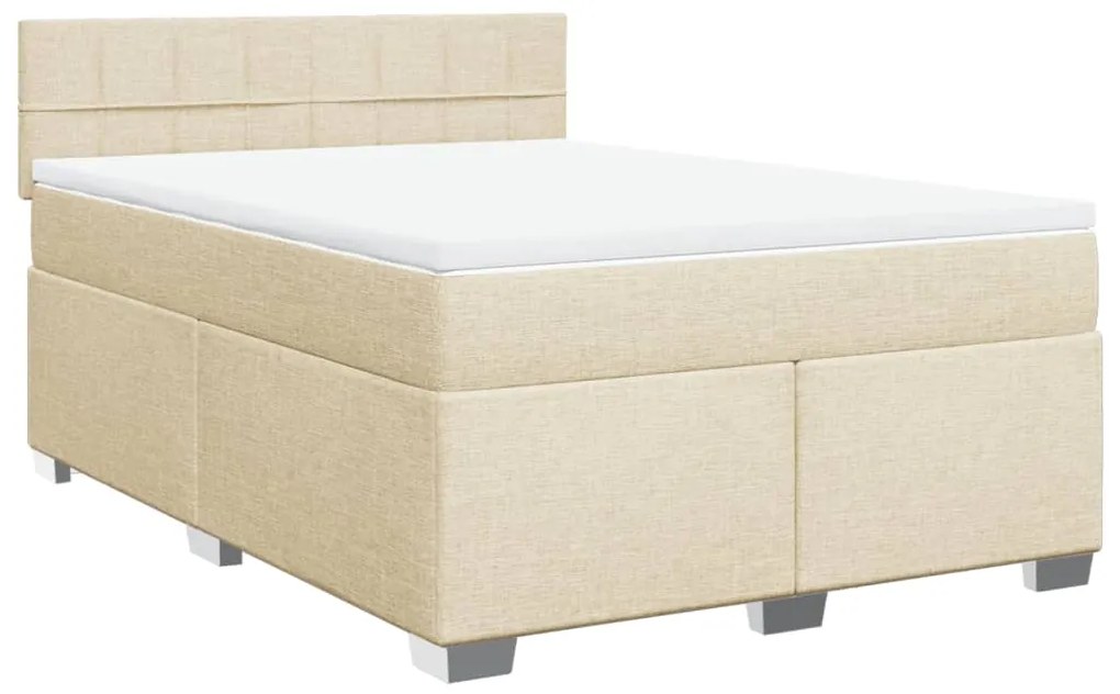 Cama com molas/colchão 160x200 cm tecido cor creme