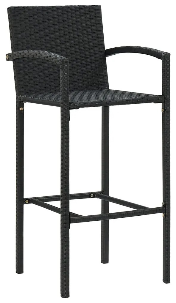 5 pcs conjunto de bar para jardim vime PE/acácia maciça preto