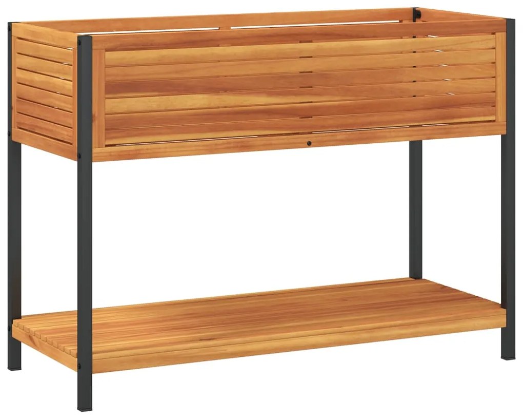 Vaso/floreira de jardim c/ prateleira 110x45x80 cm acácia/aço