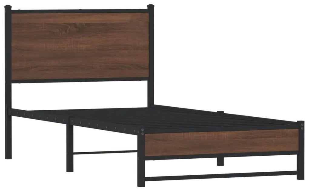 Estrutura de cama sem colchão 90x200 cm metal carvalho castanho