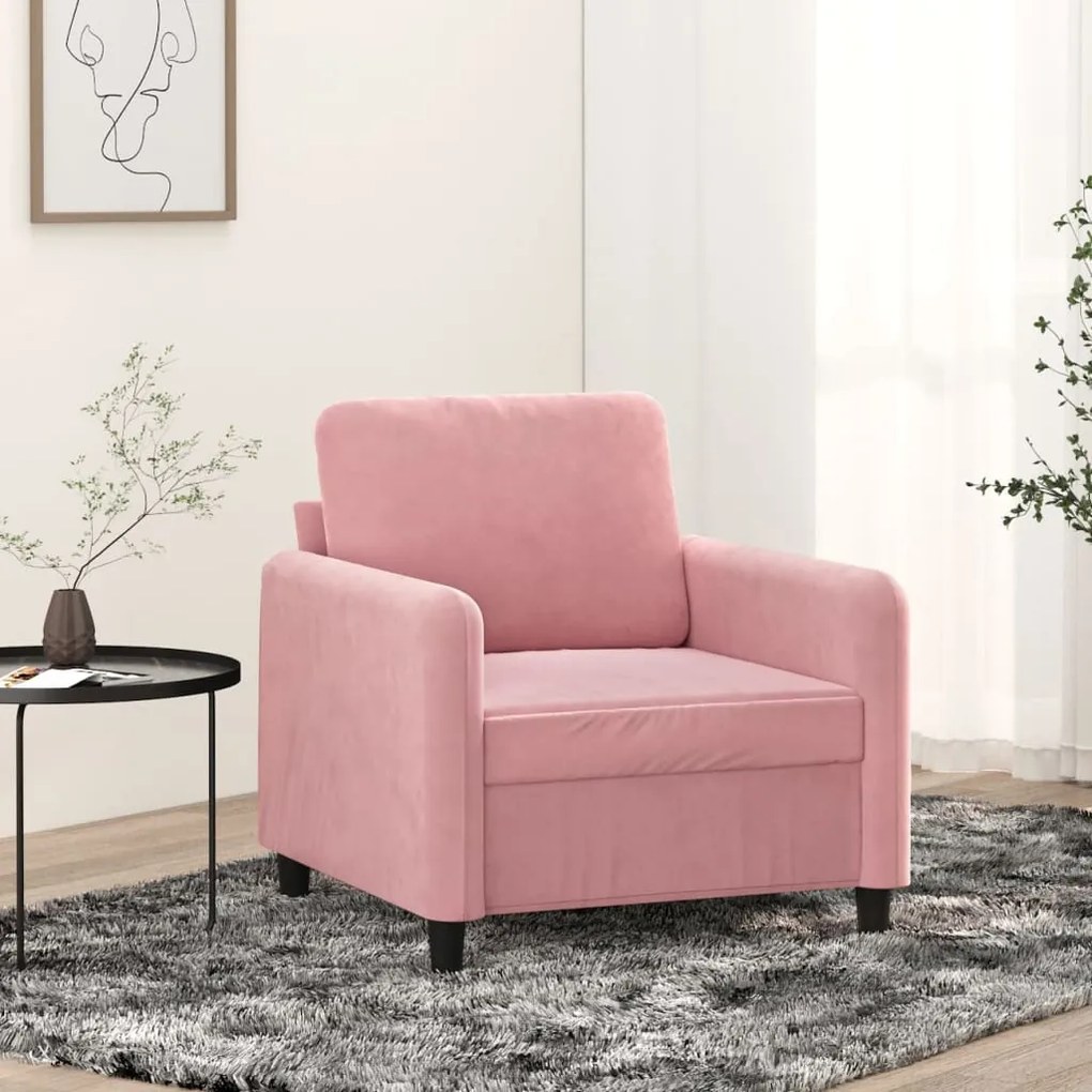 vidaXL Poltrona 60 cm veludo rosa