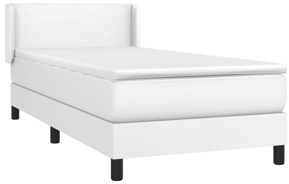 Cama com molas/colchão 90x190 cm couro artificial branco