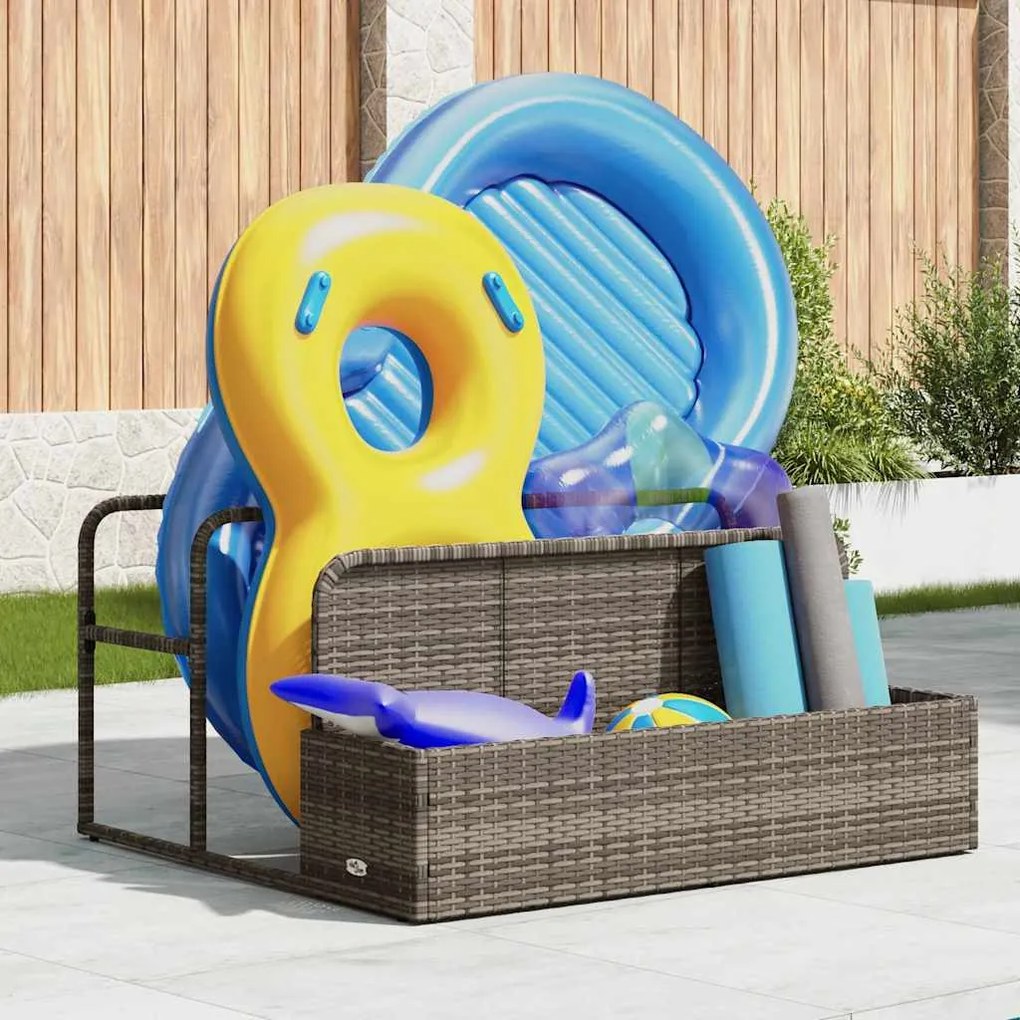 Armazenamento de bóias junto à piscina 110x100x57 cm vime PE