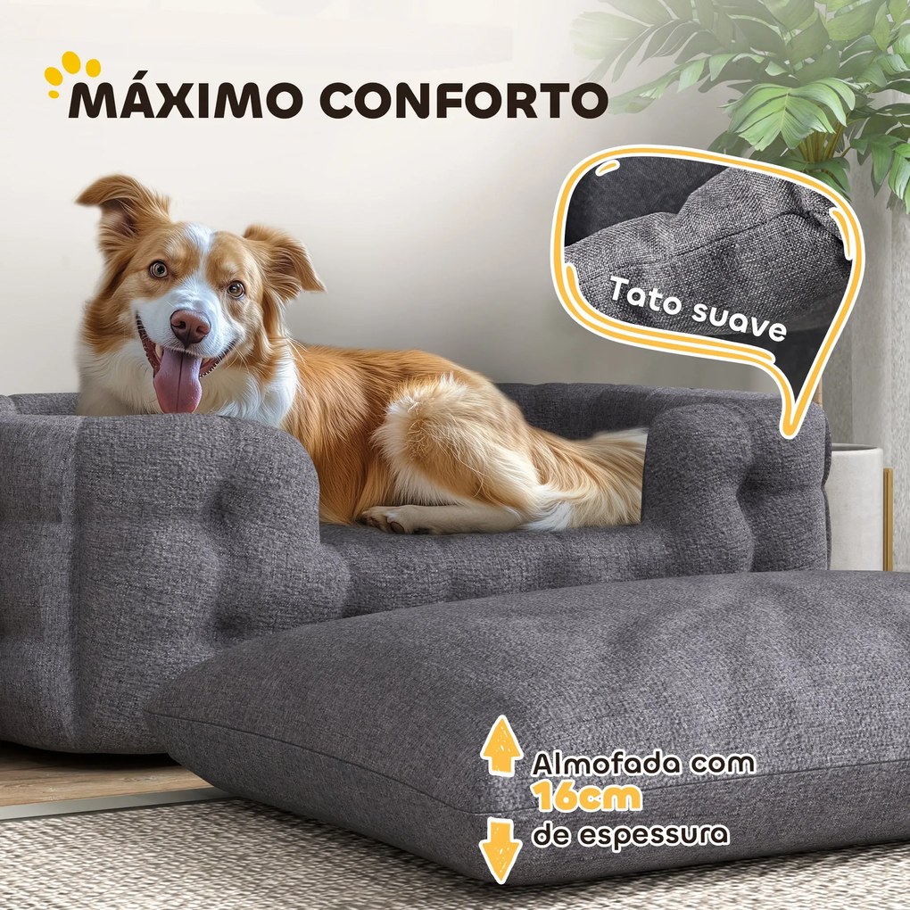 PawHut Cama para Cães Grandes Cama para Animais de Estimação com 2 Alm