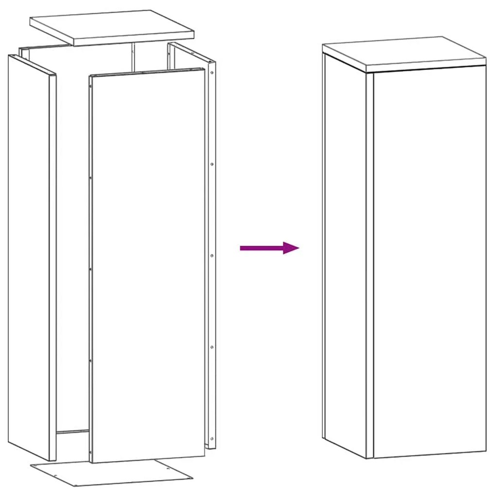 Suportes de Planta Externa Pilar 2 pcs Preto 24x24x75 cm Aço