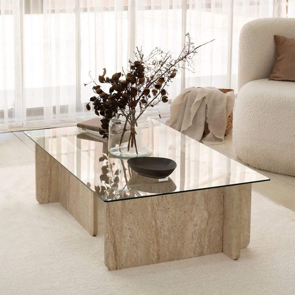 Mesa de Centro Escape – Travertino – 105 cm x 30 cm x 65 cm