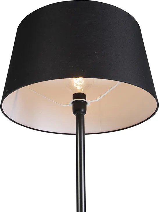 Candeeiro de pé preto com abajur de linho preto 45 cm - Simplo