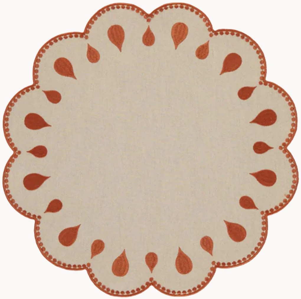 Individual de mesa com bordado na borda Gotas