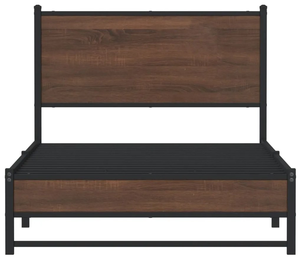 Estrutura de cama sem colchão 100x190cm metal carvalho castanho