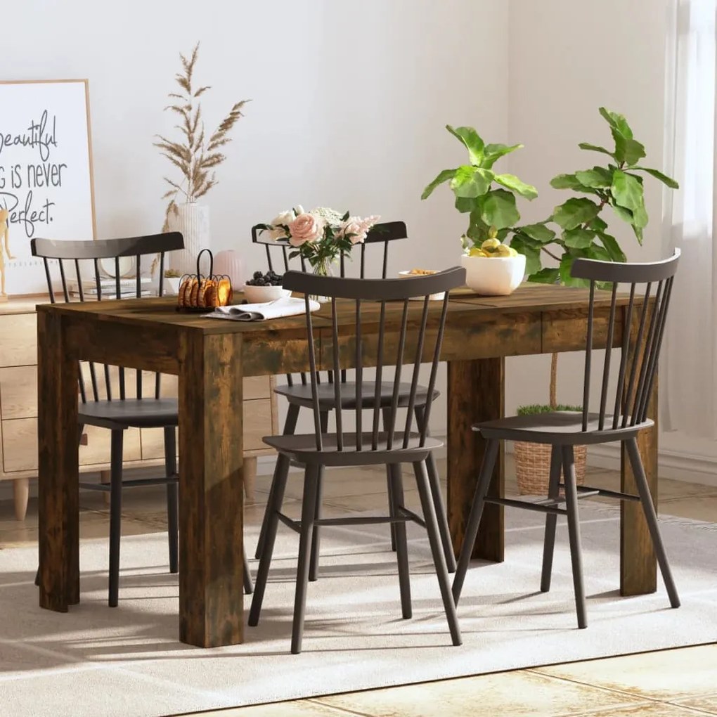 815198 vidaXL Mesa de jantar 140x74,5x76 cm derivados madeira carvalho fumado