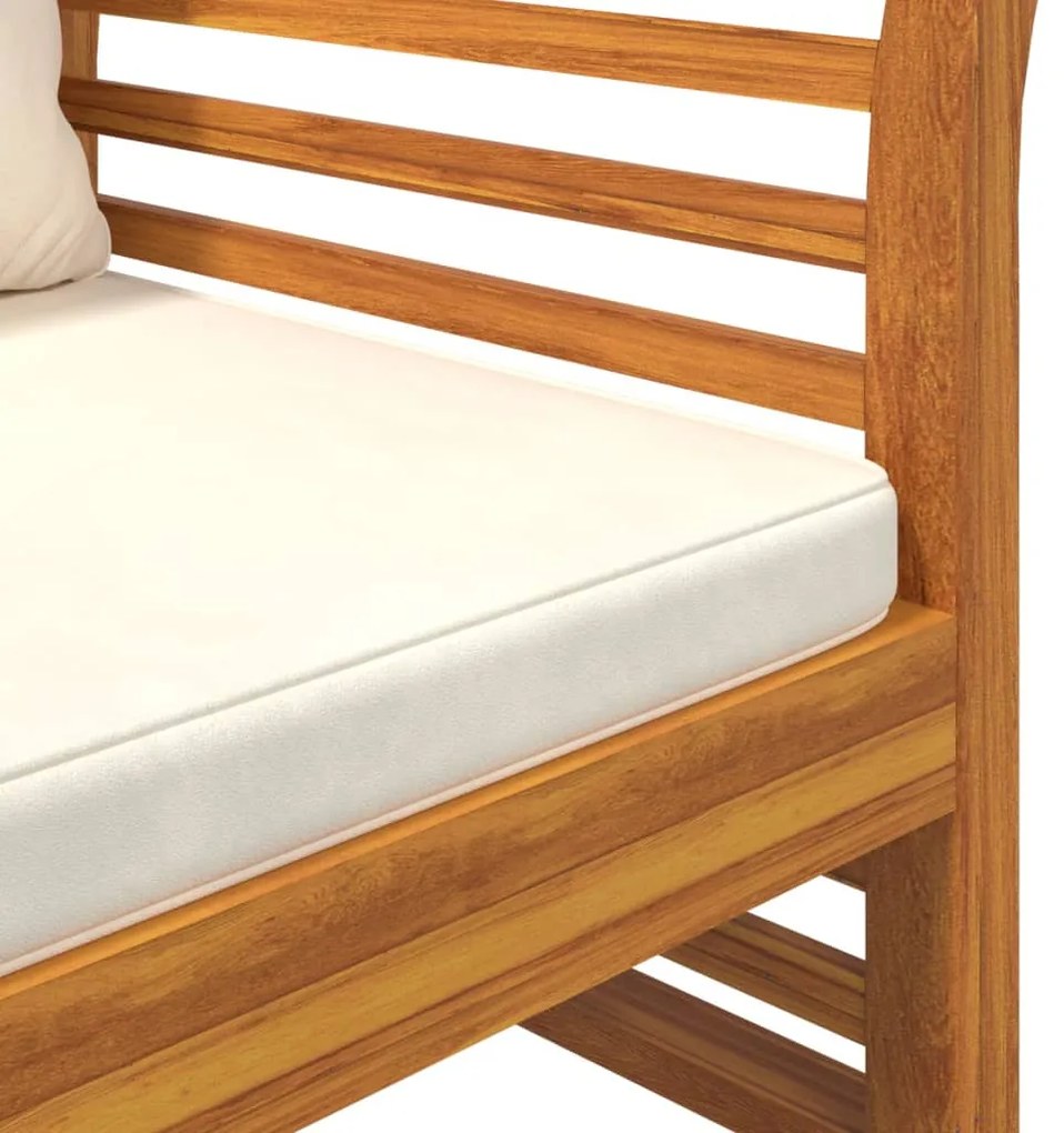 2 pcs conj. lounge jardim c/ almofadões branco nata acácia