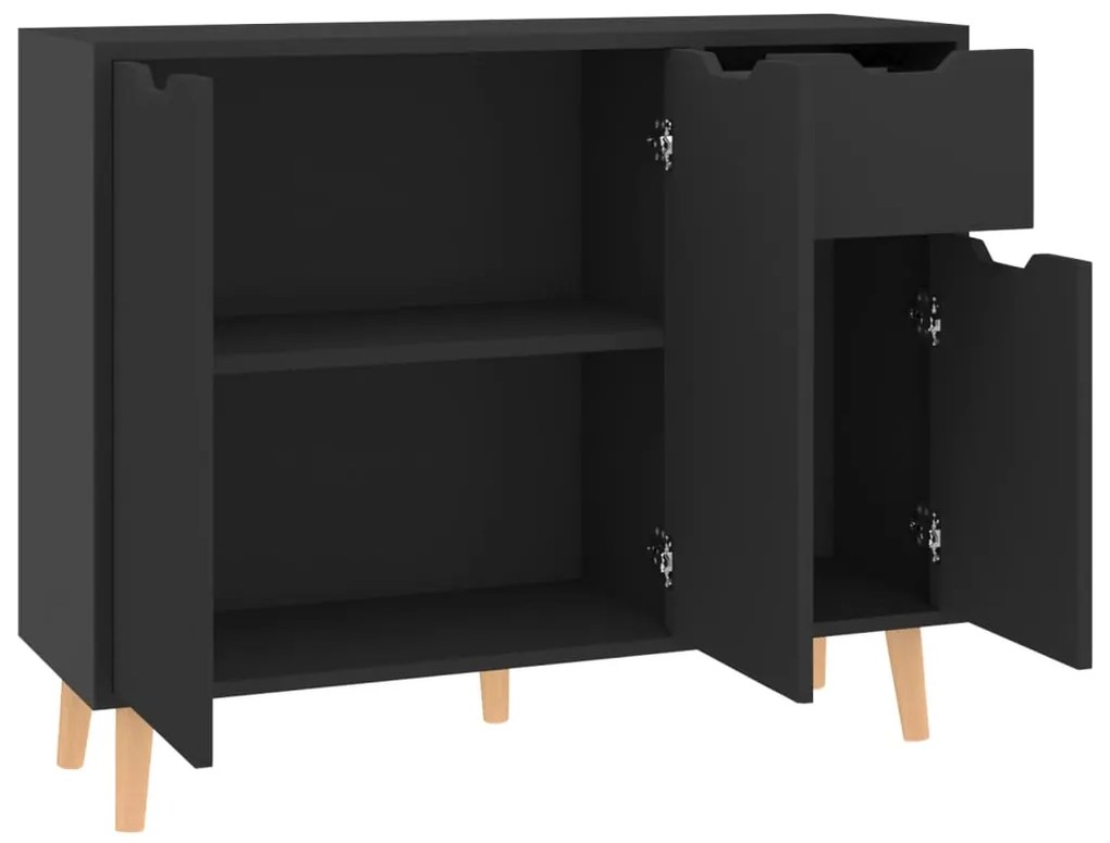 Aparador 90x30x72 cm derivados de madeira preto brilhante