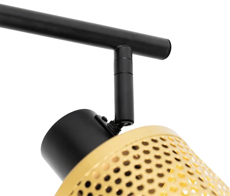 Foco industrial preto com dourado 3 luzes - Kayden Industrial