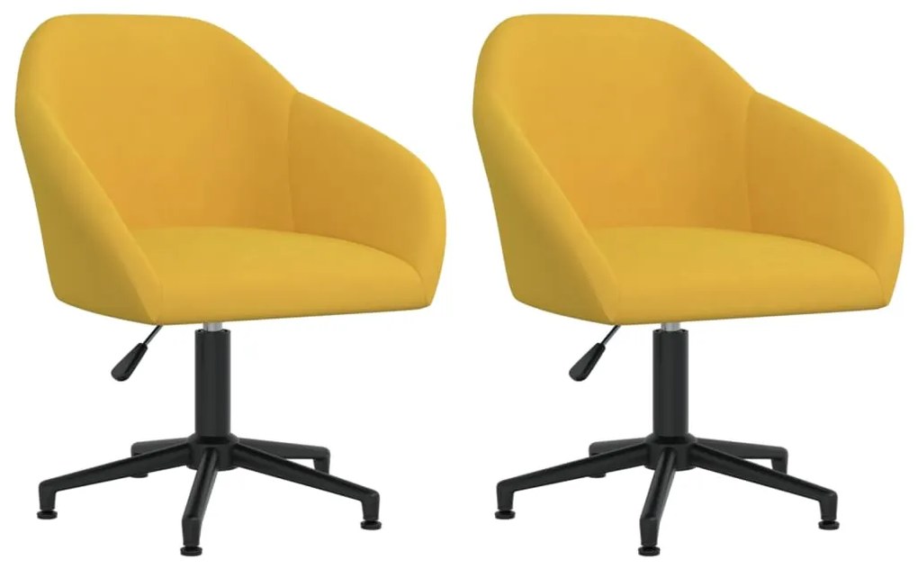 Cadeiras de jantar giratórias 2 pcs veludo amarelo