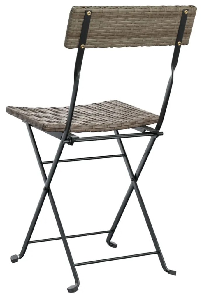 Cadeiras de bistrô dobráveis 2 pcs vime PE e aço cinzento