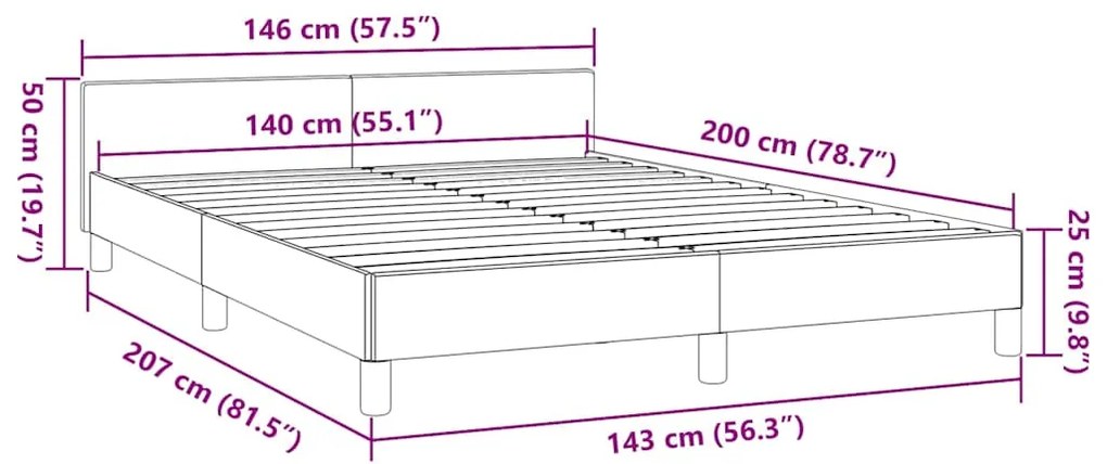 Estrutura de cama sem colchão 140x200 cm tecido cinzento-escuro