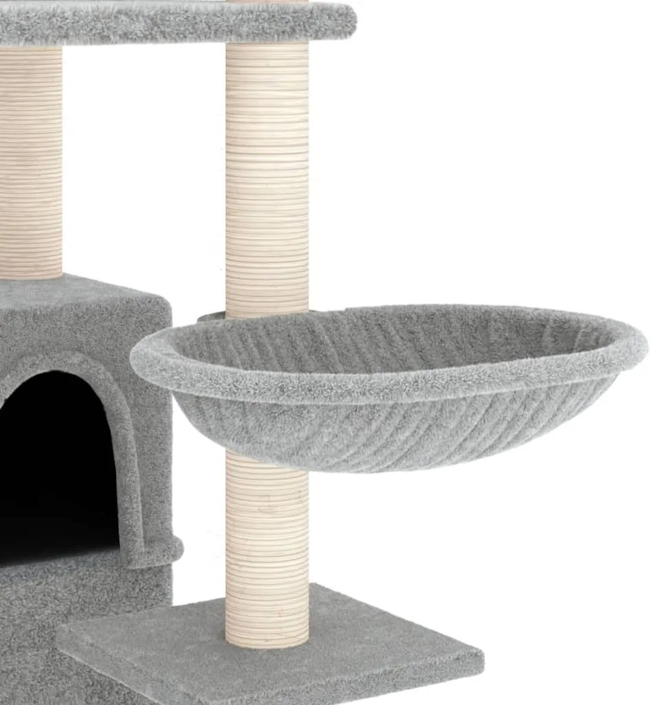 Árvore p/ gatos c/ postes arranhadores sisal 175 cm cinza-claro