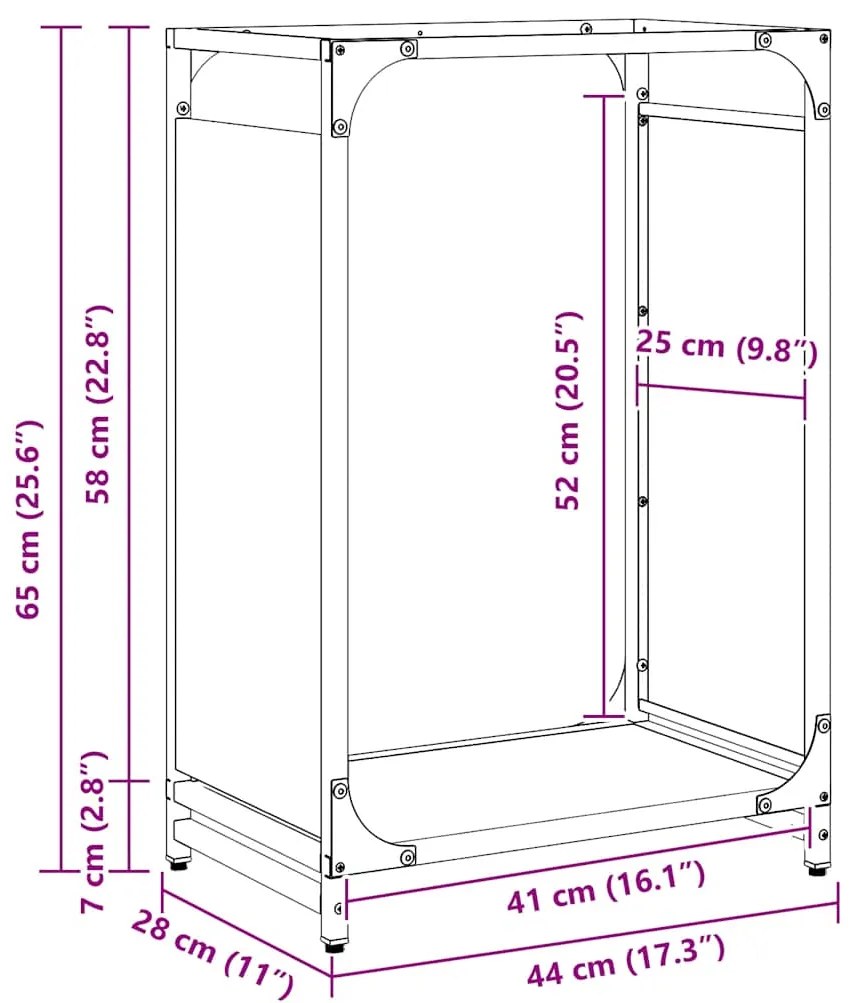 Suporte para lenha 44x28x65 cm aço laminado a frio branco